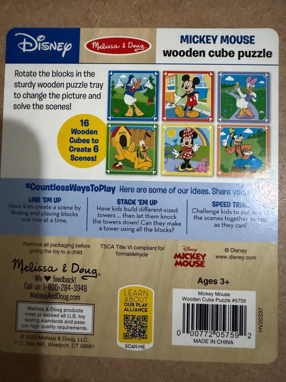 Melissa & Doug Disney Mickey Mouse Wooden Cube Puzzle - Multi-Color